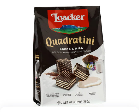 Loacker Wafers Quadratini Cocoa & Milk – 250g (8.82)