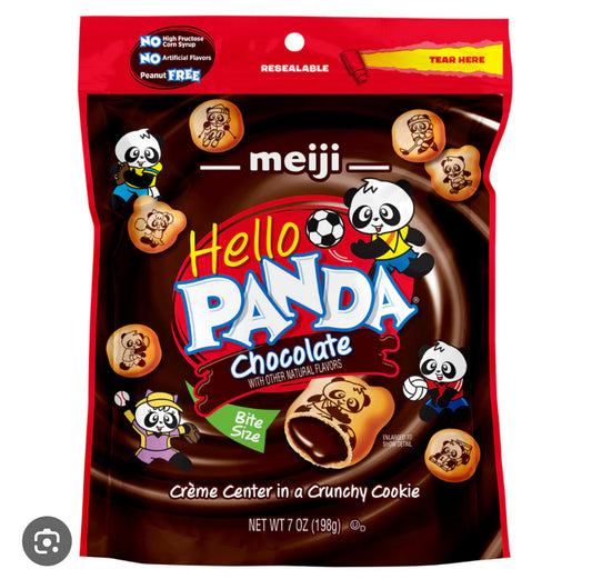 Meiji Hello Panda Chocolate Crème Filled Cookies – 7oz Pouch